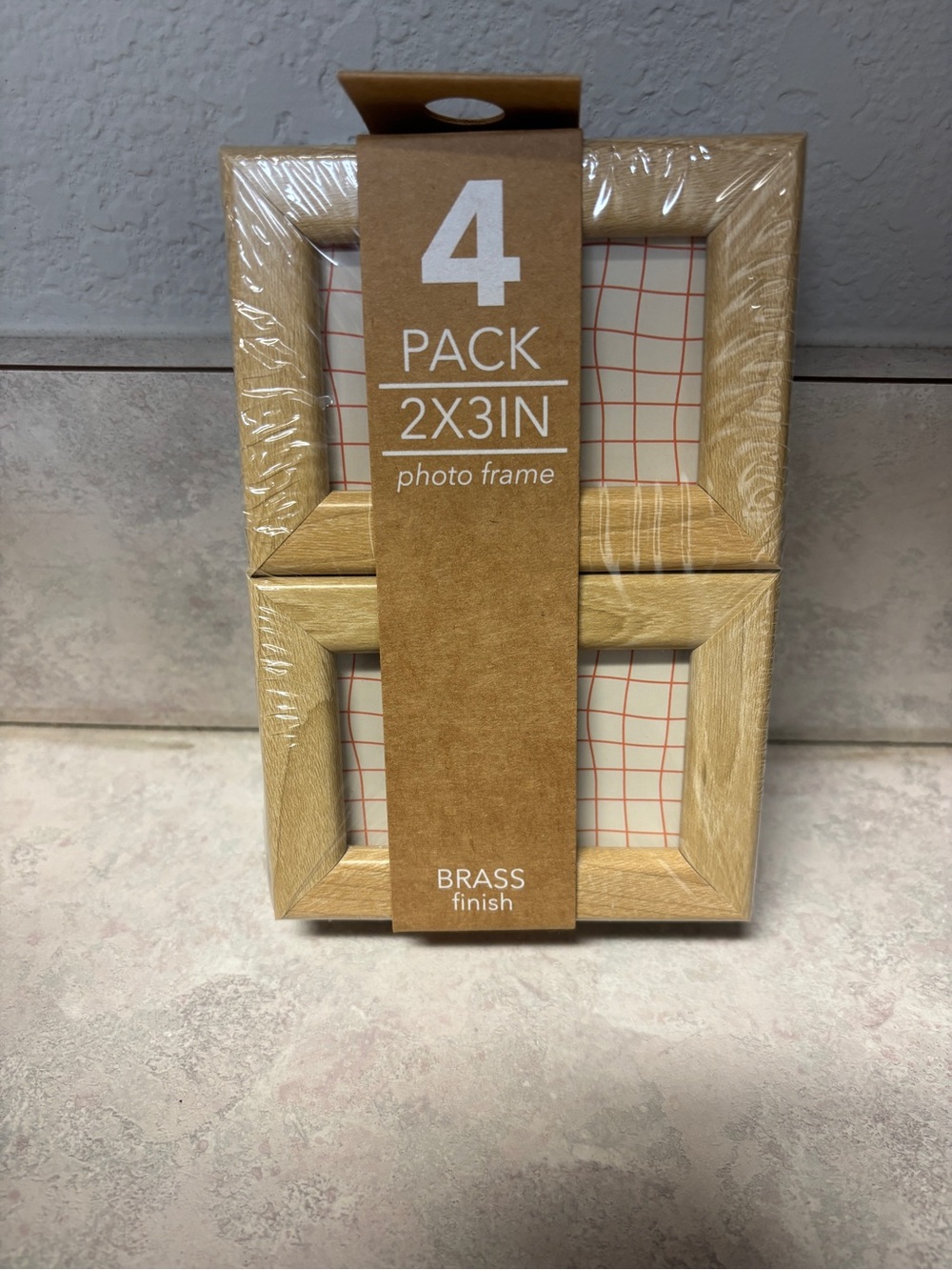 Harbortown Industries 12 PK 2x3 Mini Photo Frames Natural Brass Wood Finish NEW
